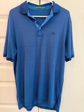Southern Tide Blue Striped Performance Polo Size Medium